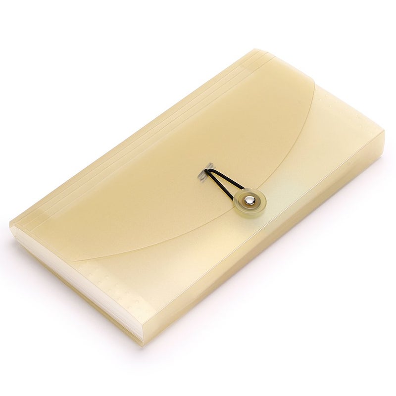 BTSKY Expanding File Folder - 13 Pockets, Small Accordion File Folder, Expandable Card Ticket Holder, Plastic Business Document Organizer, Khaki Translucent - Image 1